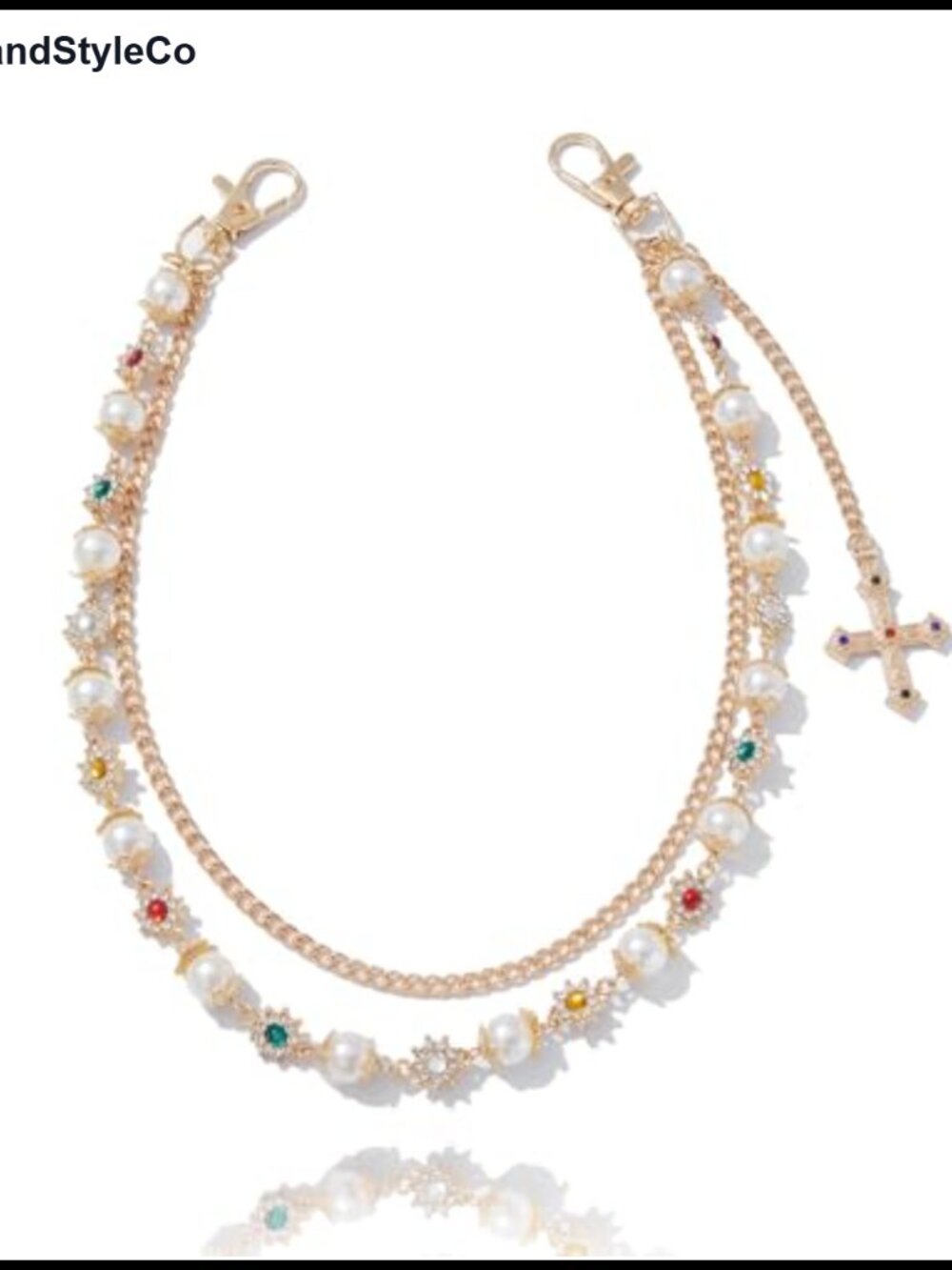Pearl Layered Bag Chain Gold Alloy Pants Jean Pocket Belt Wallet Chain